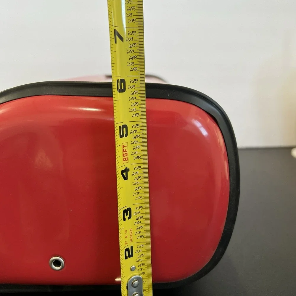 Retro Red Metal Roll Top Bread Box Fresh Bakery Coffee‎ Graphic Kitchen Storage